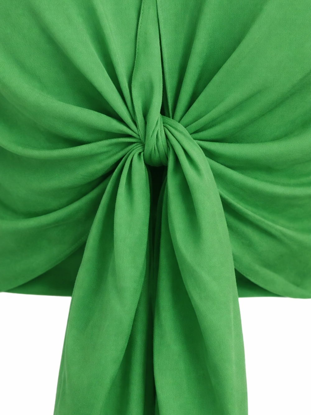 Amanda Uprichard Silk Tie Front Blouse Green Balloon Sleeve Crop Top S Chic - Picture 2 of 11